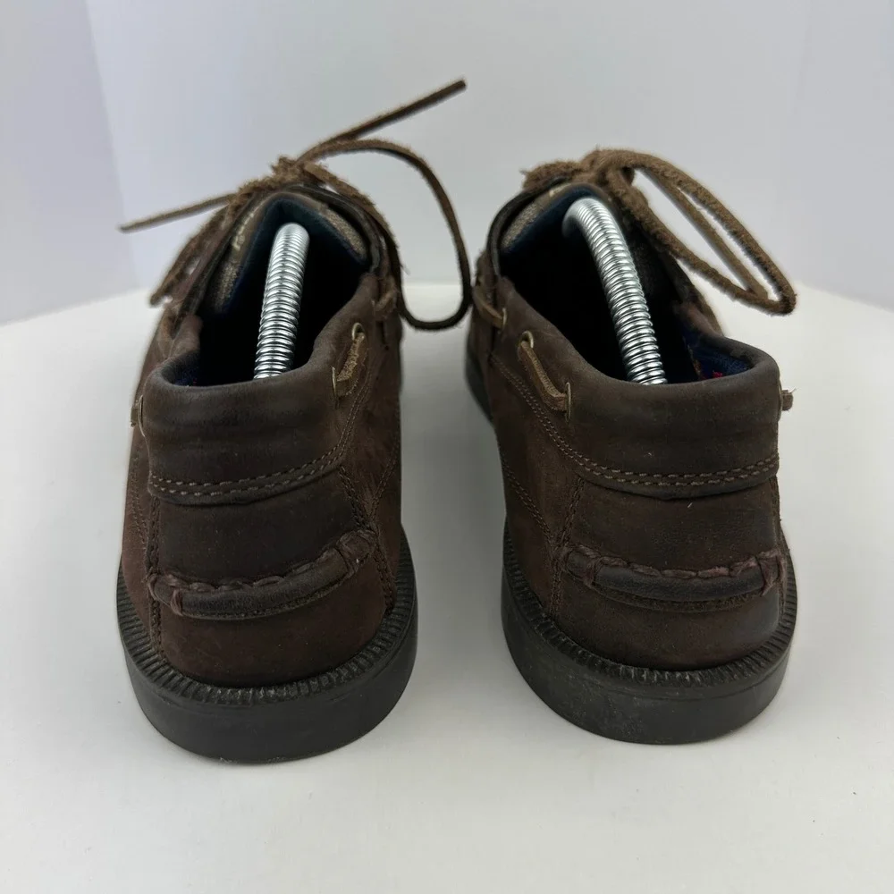 Timberland Mens Boat Shoes Dark Brown Leather Moc Toe Loafers Nautical Size 10